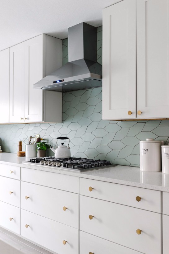 Scandinavian White and Gray Open Concept Kitchen