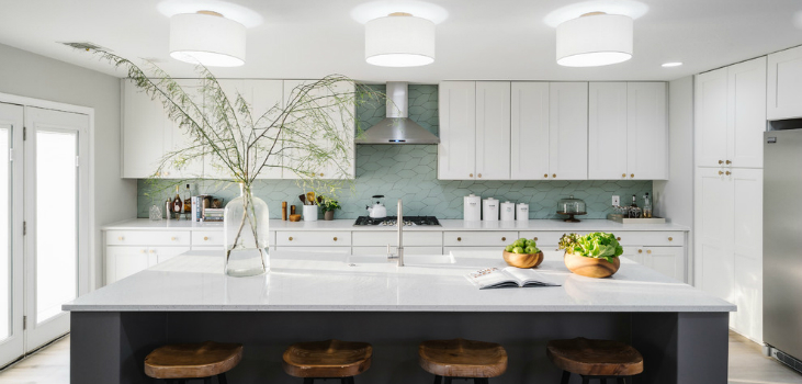 Scandinavian White and Gray Open Concept Kitchen